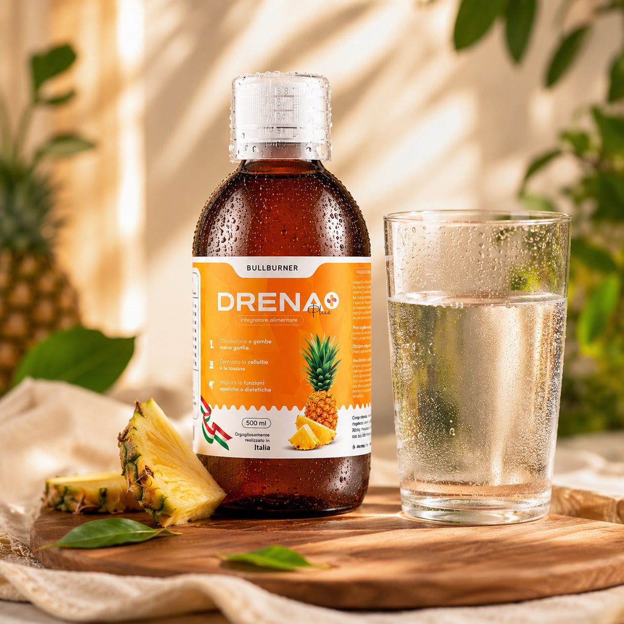 Drenante Forte Dimagrante Donna Brucia Grassi Potenti Veloci Anticellulite Gambe Detox Depurativo Fegato e Intestino Pancia Piatta e Peso Forma Gusto Ananas 500 ml Made in Italy by Bull Burner