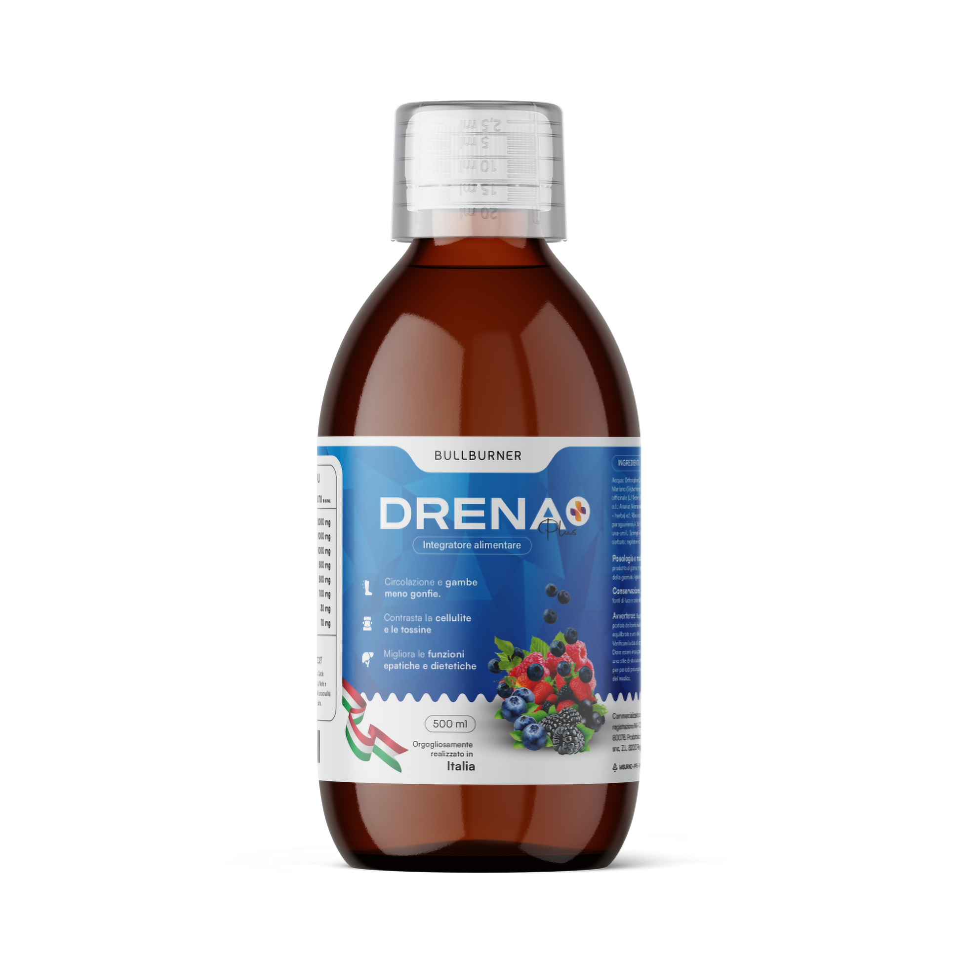 Bull Burner Drenante forte dimagrante Donna Brucia Grassi Potenti Veloci Anticellulite Gambe Detox Depurativo Fegato e Intestino Pancia Piatta e Peso Forma Gusto Frutti di Bosco 500 ml Made in Italy